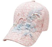 Lpitoy Gorra De Béisbol con Bordado De Flores para Mujer, Transpirable, con Encaje Floral, Ajustable, con Protector Solar, para Playa, Fiestas Y Vacaciones.