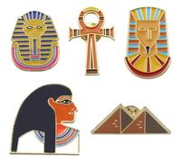 Lpitoy Juego De Broches De Dibujos Animados del Antiguo Egipto: Pin De Solapa con Cruz del Faraón Ankh Y Pirámide para Bolsos Y Ropa, Joyería Egipcia.