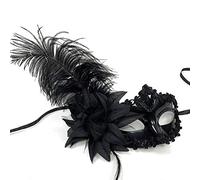 Lpitoy Máscara de Plumas Negras de Carnaval para Mujeres y Hombres, Talla Única, 13+