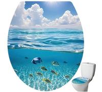 Lpitoy Pegatina para Asiento De Inodoro, Pegatina con Patrón del Mundo Marino, Cubierta De Asiento De Inodoro, Calcomanías Impermeables para Tapa De Inodoro, Decoración De Baño