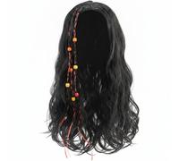 Lpitoy Peluca Larga Rizada Trenzada Negra, Peluca Rizada Y Ondulada Divertida para Fiestas De Halloween, Accesorio para Disfraces De Cosplay
