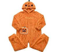 Lpitoy Pijama Enterizo De Calabaza De Halloween, Mono De Felpa con Capucha, Ropa De Dormir para Fiestas De Halloween De Invierno, Disfraz De Cosplay