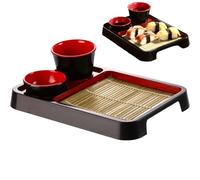 Lpitoy Platos De Fideos Soba Japoneses con Juego De Tazas De Inmersión, Alfombrilla De Drenaje, Bandejas Lacadas para Servir Sushi, Juego para Hogar, Restaurante, Cocina