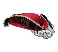 Lpitoy Sombrero De Pirata con Ribete De Encaje, Accesorios para Disfraz De Pirata, Sombrero Tricornio Medieval Colonial para Disfraces De Halloween Y Cosplay.