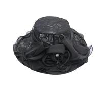 Lpitoy Sombrero De Playa Flexible 1 Pieza Iglesia ala Ancha Fiesta De Té Sombrero De Boda Visera De Flores De Encaje para Damas Navidad