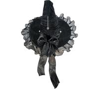 Lpitoy Sombreros De Bruja Lolita para Mujer, Sombrero De Mago con Volantes Y Lazo para Disfraz De Bruja De Halloween para Adultos.