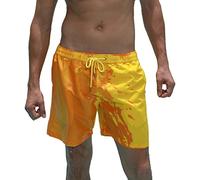 LPLKON Color Changing Swim Trunks for Men, Novelty Fun Color Changing Shorts for Pool Party Surfing Beach Rafting (Yellow To Orange, XL)