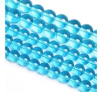 LPLPL Cuentas de piedras preciosas redondas naturales, 10 mm, 36 unidades, espaciadoras de arenisca azul, cuentas sueltas for hacer joyas, pulseras DIY, 1 hebra(Light Blue Glass,6mm)