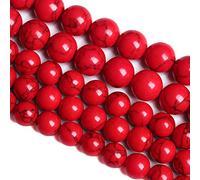 LPLPL Cuentas de piedras preciosas redondas naturales, 10 mm, 36 unidades, espaciadoras de arenisca azul, cuentas sueltas for hacer joyas, pulseras DIY, 1 hebra(Red Turquoise,6mm)