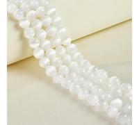 LPLPL Cuentas de piedras preciosas redondas naturales, 45 piezas de 8 mm, cuentas de ópalo naturales, cuentas de piedras preciosas redondas sueltas for la fabricación de joyas(White Cat Eye,6mm)