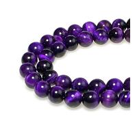 LPLPL Cuentas de piedras preciosas redondas naturales, 8 mm, 43 unidades, cuentas sueltas de jade rosa redondo, for hacer joyas, pulseras, collares, pendientes y colgantes.(Purple Tiger's Eye,10mm)