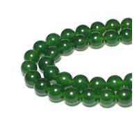 LPLPL Cuentas de piedras preciosas redondas naturales, 8 mm, 43 unidades, cuentas sueltas de jade rosa redondo, for hacer joyas, pulseras, collares, pendientes y colgantes.(Blackish Green Jade,6mm)