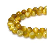 LPLPL Cuentas de piedras preciosas redondas naturales, 8 mm, 43 unidades, cuentas sueltas de jade rosa redondo, for hacer joyas, pulseras, collares, pendientes y colgantes.(Golden Tiger's Eye,8mm)