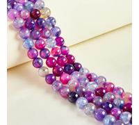 LPLPL Cuentas redondas de piedras preciosas naturales, 45 piezas de 8 mm de ágata roja natural, cuentas redondas sueltas for la fabricación de joyas.(Purple Dragon Vein Agate,10mm)