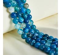 LPLPL Cuentas redondas de piedras preciosas naturales, 45 piezas de 8 mm de ágata roja natural, cuentas redondas sueltas for la fabricación de joyas.(Blue Striped Agate,8mm)