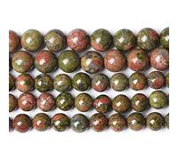 LPLPL Cuentas redondas de piedras preciosas naturales, 90 unidades de 4 mm de unakita natural, cuentas sueltas redondas for hacer joyas, pulseras y collares (unakita, 4 mm)(Unakite,10mm)