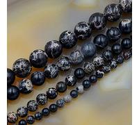 LPLPL Cuentas redondas de piedras preciosas naturales, jaspe de sedimento marino natural, 40,6 cm (16'') de 4 mm a 12 mm (6 mm, rojo)(Black,6mm)