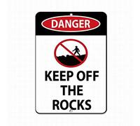 Lplpol Señal de advertencia con texto en inglés "Danger Keep Off The Rocks" Hazard Keep Off The Rocks, letrero de advertencia de estaño, 20 x 30 cm