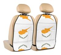 LPLSNWS Almohadillas para asiento de coche con estampado de bandera de Chipre, paquete de 2, protectores de respaldo de asiento con bolsillos de gran capacidad