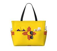 LPLSNWS Bolsa de playa impresa con la bandera de Nuevo México de gran capacidad, adecuada para vacaciones, camping, mudanzas, compras y mucho más.