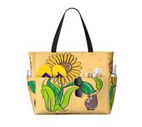 LPLSNWS Bolsa de playa impresa con semillas de girasol y girasoles de gran capacidad, adecuada para vacaciones, camping, mudanzas, compras y mucho más.