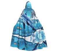 LPLSNWS Capa con capucha estampada Winter the Dolphin, capa ligera para adultos para eventos de Halloween y cosplay