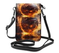 LPLSNWS Cartera pequeña para teléfono móvil de mujer con diseño de balón de fuego y llamas de agua, con correa ajustable para el hombro