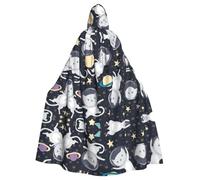 LPLSNWS Fun Cat Astronaut - Capa con capucha para adultos, unisex, ideal para convenciones, fiestas y disfraces de cosplay