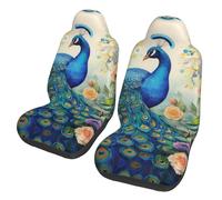 LPLSNWS Fundas de asiento de coche con estampado de pavo real azul en el bosque encantado, 2 unidades, adecuadas para sedanes, camiones, autobuses, ferry