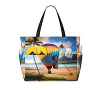 LPLSNWS Hawaii Hot Air Balloon - Bolsa de viaje de lona con estampado de globos aerostáticos - Bolsa de almacenamiento duradera para vacaciones, camping, compras y mudanzas.