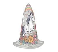 LPLSNWS Hermoso arco iris y unicornios capa con capucha estampada tamaño mediano, disfraz de bata para adolescentes, adecuado para cosplay y fiestas temáticas