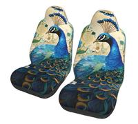 LPLSNWS Juego de 2 fundas de asiento de coche con estampado de pavo real azul de pie entre flores, adecuadas para sedanes, camiones, autobuses, ferris