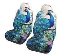 LPLSNWS Juego de 2 fundas de asiento de coche con estampado de pavo real azul en aceite, adecuadas para sedanes, camiones, autobuses, ferry