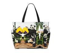 LPLSNWS Pandas of Father and Son Bolsa de viaje de lona estampada para playa, bolsa de almacenamiento duradera para vacaciones, camping, compras y mudanzas.