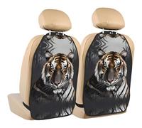 LPLSNWS Tiger at rest - Protectores de respaldo de asiento de coche impresos con bolsillos de almacenamiento, paquete de 2 almohadillas para patadas, adecuadas para niños y viajes familiares