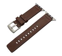 LPMPCZKZGF Banda de reloj de cuero oleoso italiano Compatible for iWatch Apple Watch 38mm 40mm 42mm 44mm Series 5 4 3 2 1 Banda de reloj Banda de acero correa pulsera Watch strap(Brown Silver,40mm)