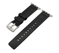 LPMPCZKZGF Banda de reloj de cuero oleoso italiano Compatible for iWatch Apple Watch 38mm 40mm 42mm 44mm Series 5 4 3 2 1 Banda de reloj Banda de acero correa pulsera Watch strap(Black Silver,38mm)
