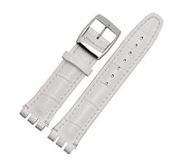 LPMPCZKZGF Banda de reloj de cuero17mm 19 mm Compatible for Swatch Watch Reloj de cuero impermeable Correa de correa compatible for Swatch Watch strap(Wit,17mm)