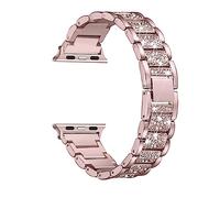 LPMPCZKZGF Correa compatible con Apple Watch 7 Band 45mm 41mm IWATCH BAND 44mm 40 mm de acero inoxidable de acero inoxidable brazalete de metal compatible con la serie 6 4 3 42mm 38mm Watch strap(Rose