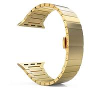 LPMPCZKZGF Correa de acero inoxidable de negocios compatible for Apple Watch 6 44mm 40 mm pulsera compatible for iWatch Series 5 4 3 42mm 38mm Hebilla de mariposa de metal Watch strap(Gold,44mm)