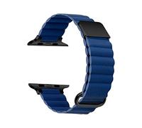 LPMPCZKZGF Pulsera de lazo magnético Compatible for Apple Watch 7 45mm 41mm Cuero de cuero de metal de metal de cuero compatible for iWatch 6 5 4 3 SE 44mm 42mm 40mm 38mm Watch strap(Midnight blue,38m