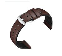 LPMPCZKZGF WatchBand 22mm Silicone + cuero 2in 1 correa Moda de la moda de la pulsera de reemplazo de los hombres compatible for Huawei Watch Pro/Gt Liberación rápida Watch strap(Brown silver)