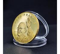 LPOK 2PCS El 266 ° Papa de la Iglesia Católica Papa Francisco Moneda de Recuerdo Moneda Conmemorativa chapada en Oro Coleccionable-Default, q