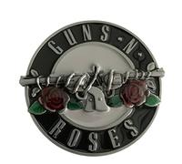 LPOK 7.8cm Round Guns Roses Metal Belt Buckle with Fashion Man Woman Jeans Accessories Fit 4cm Wideth Belt-Default,a
