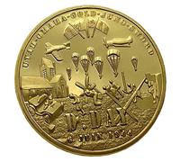 LPOK Moneda de Recuerdo del Día D de 2 Piezas Moneda de desafío chapada en Oro Coleccionable de Normandía Moneda Conmemorativa de los Veteranos de la Segunda Guerra Mundial