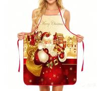 Lpoppcx Delantales Navideños - Impermeable con Babero para Chef de Cocina - Delantal de Cocina para Cocinar Navideño | Para Hombres Mujeres Esposa Esposo Familia Hornear Jardinería Costura Barbacoa