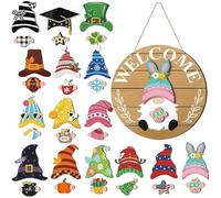 Lpoppcx Gnom - Colgador para puerta - Sombreros extraíbles y magnéticos, enano de jardín de Halloween, señal de bienvenida | para puerta de casa, casa de campo y pared