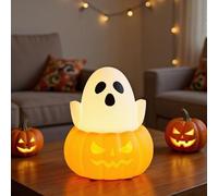 Lpoppcx Luz De Halloween, Lámpara Nocturna Silicone Fantasmita Calabaza, Decoración LED Encantadoramente Espeluznante Para Chimenea Escritorio Cocina Dormitorio Sala Decoración De Casa De Campo