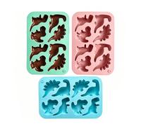 Lpoppcx Moldes silicona dinosaurios | 3 piezas bandeja dinosaurio adorable antiadherente 8 cavidades | Moldes para gelatina infantiles - para caramelos, chocolate, galletas, decoración de pasteles,
