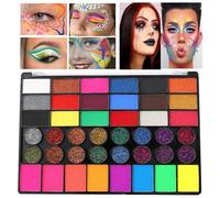 Lpoppcx Paleta de Maquillaje Facial,Paleta De Maquillaje Fluorescente De 42 Colores Para Halloween - Pintura para Cara y Cuerpo para Niños y Adultos para Fiestas Teatro Disfraces